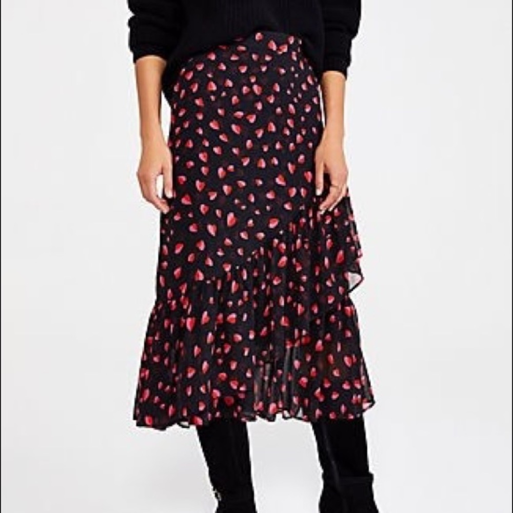 Ann Taylor Ruffle Heart Midi Skirt